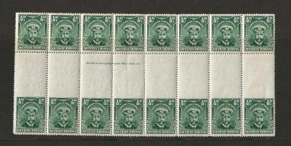 Southern Rhodesia 1924 GV Halfpenny inter planau Imprint block SG unmounted mint