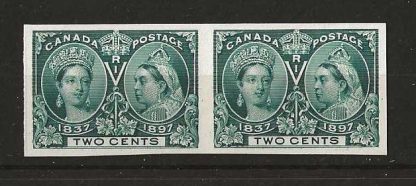Canada 1897 QV Jubilee Two Cents Imperf pair Plate Proof on thick ungummed card