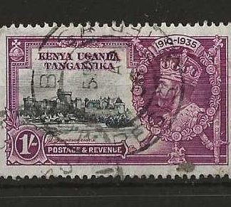 Kenya/Uganda/Tanganyika 1935 GV Silver Jubilee One Shilling with flaw SG 127l used