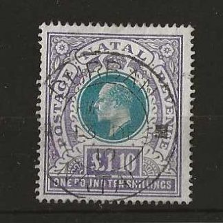 Natal 1902 EVII One Pound Ten Shillings SG 143 fine used