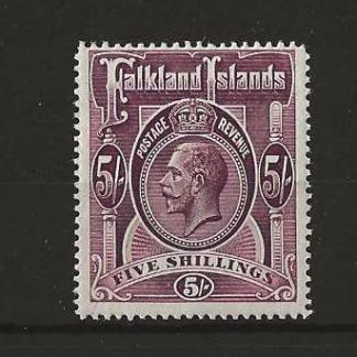 Falkland Islands 1921 GV Five Shillings SG 67 mint