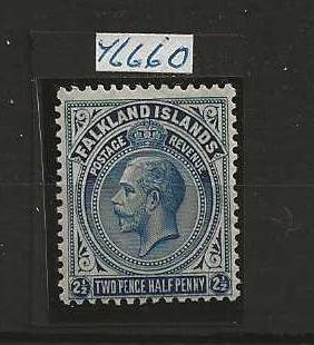 Falkland Islands 1921 GV Two and Halfpence Prussian Blue mint with Royal Cert