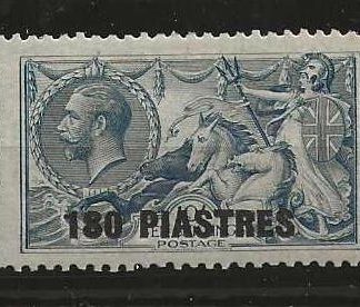 British Levant 1921 GV 180 Piastres Seahorse with one albino opt SG 50a mounted mint with certificate
