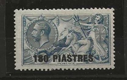 British Levant 1921 GV 180 Piastres Seahorse with one albino opt SG 50a mounted mint with certificate