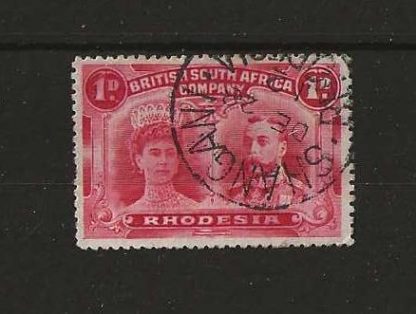 Rhodesia Double Head One Penny with a SHANGANI wide year (SC) postmark