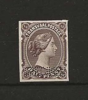 Transvaal 1880 QV Bradbury Wilkinson ‘Bourne Head’ ½d postage duty Imperforate Printers Sample