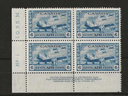 Canada 1942 GVI Six Cents Air Bottom Imprint left corner block SG 399 unmounted mint