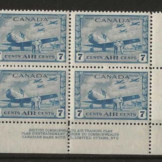 Canada 1942 GVI Seven Cents Air Bottom Imprint corner block SG 400 unmounted mint