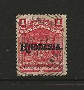 Rhodesia 1898 One Penny with a PETAUKE Day Month Square Circle postmark