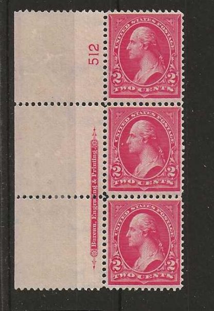 United States 1895 Two Cents Imprint strip SG 270 mint