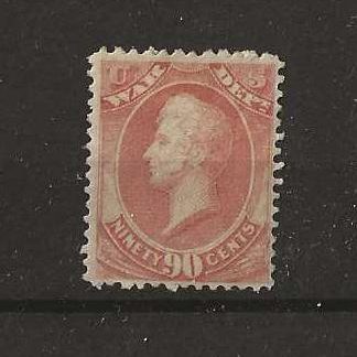 United States 1873 War Dept. Official Ninety Cents SG O271 mounted mint