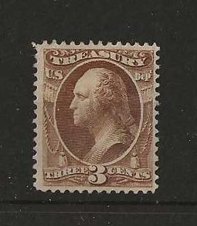 United States 1873 Treasury Official Three Cents SG O252 mounted mint