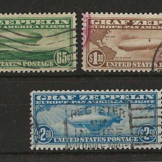 United States 1930 Graf Zeppelin Europe to USA Flight SG A687-89 used