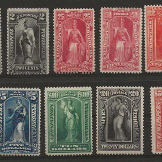 United States 1895 Newspaper stamps SG N291/N301 mounted mint