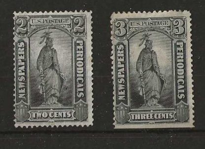 United States 1895 Newspaper Stamps SG N180/181 mint no gum