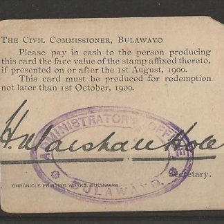 Rhodesia Marshall Hole Currency card with Three Pence