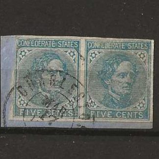USA 1862 Confederate States Five Cents pair on piece SG 8 fine used