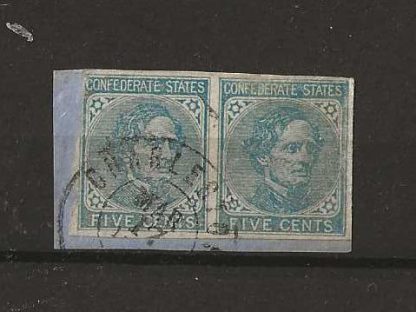 USA 1862 Confederate States Five Cents pair on piece SG 8 fine used