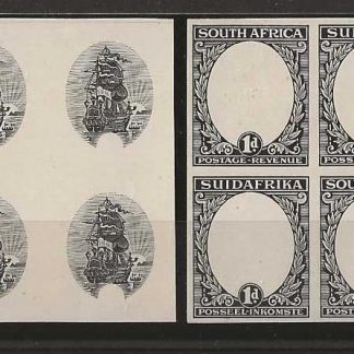 South Africa One Penny Imperforate plate proof blocks of four of the Frame and Centre