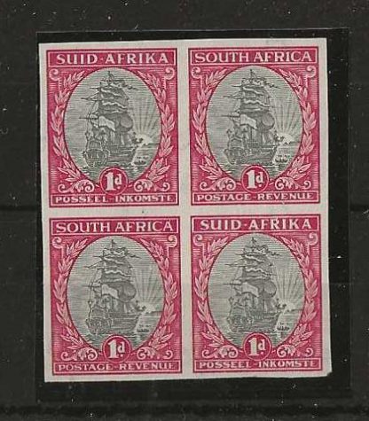 South Africa One Penny Imperforate plate proof block of four of the issued stamp