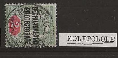 British Bechuanaland 1891 QV Two Pence with a MOLEPOLOLE postmark