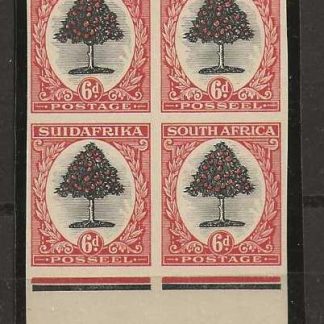South Africa Six Pence Imperforate plate proof block of four of the full stamp