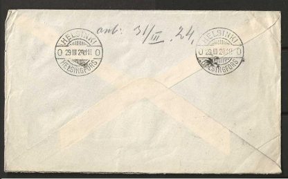 Rhodesia 1924 Admiral One and a Halfpence pair on cover from Insiza Station to Finland - Image 2