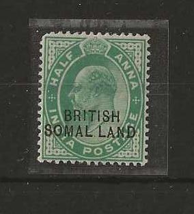 Somaliland Protectorate 1903 EVII Half Anna SG 25d SOMAL.LAND flaw mounted mint