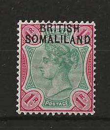 Somaliland Protectorate 1903 QV One Rupee SG 10a with BR1TISH flaw mounted mint