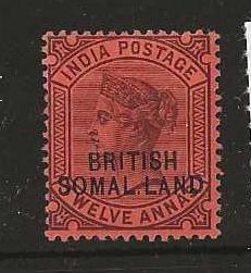 Somaliland Protectorate 1903 QV Twelve Annas SG 20c with SOMAL.LAND flaw mounted mint