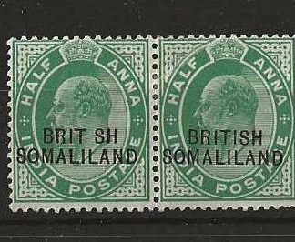 Somaliland Protectorate 1903 EVII Half Anna SG 25a with BRIT SH flaw mounted mint