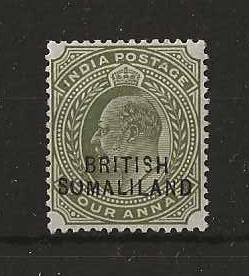 Somaliland Protectorate 1903 EVII Four Annas SG 29b with SUMALILAND flaw mounted mint