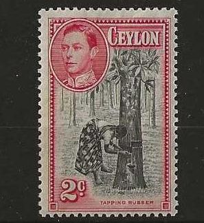 Ceylon 1938 GVI Two Cents SG 386a unmounted mint