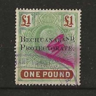 Bechuanaland Protectorate 1906 EVII One Pound Revenue Barefoot 26 fiscally used