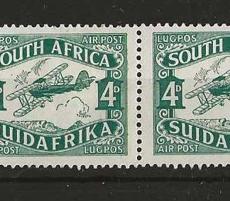 South Africa 1929 Air Four Pence strip with short I in air variety SG 40 mounted mint