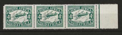 South Africa 1929 Air Four Pence strip with short I in air variety SG 40 mounted mint