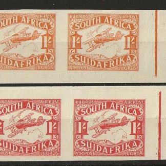 South Africa 1929 Air colour trial proofs orange-yellow and carmine mint pairs