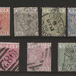 Cyprus 1882 QV Die 1 set of seven SG 16/22 used