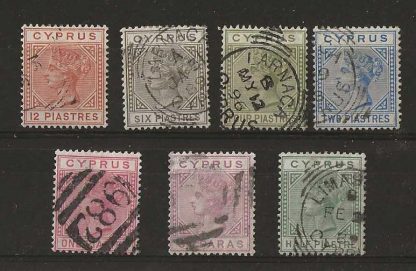 Cyprus 1882 QV Die 1 set of seven SG 16/22 used