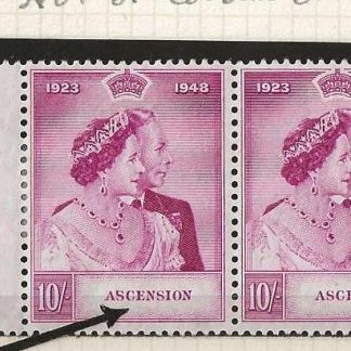 Ascension 1948 GVI Silver Wedding Ten Shillings pair with flaw SG 51 unmounted mint