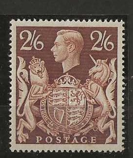 Great Britain 1939 GVI Two Shillings and Six Pence Brown SG 476 unmounted mint