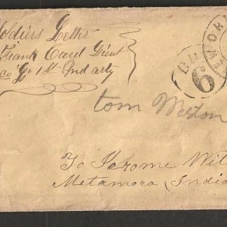 USA 1864 Civil War Soldiers letter Indiana Artillery