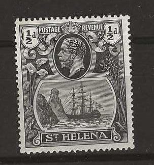St Helena 1922 GV Ships Halfpenny Broken main mast SG 97a mint