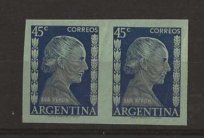 Argentina 1952 Forty Five Cents Imperf Pair unused colour SG 841 mint no gum