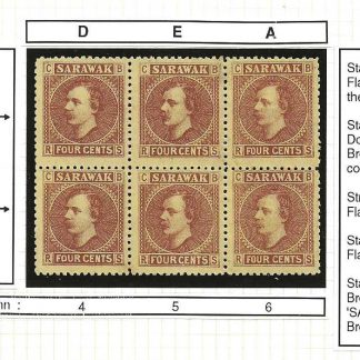 Sarawak 1875 Four Cents block with flaws SG 4 unmounted mint