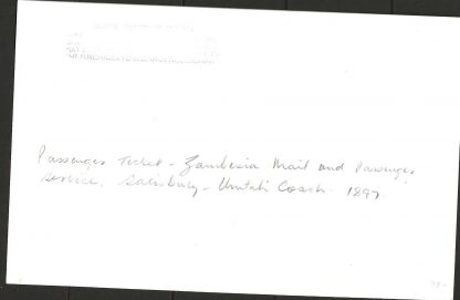 Rhodesia photograph with Archives cachet of Zambesia mail and Passenger Service Ticket 1897 - Image 2