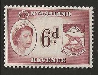Nyasaland 1955 QEII Revenue Six Pence Barefoot 23 unmounted mint