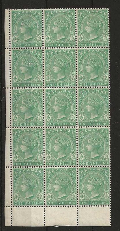 Bahamas 1880 QV One Shilling block SG 39b unmounted mint
