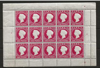 Gambia 1886 QV One Penny complete sheet SG 23a unmounted mint