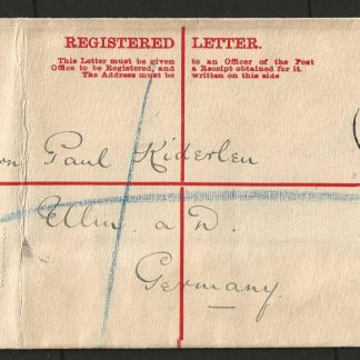 Falkland Islands 1912 QV Registered envelope to Germany